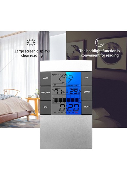LCD Hava Durumu Göstergeli Dijital Çalar Saat Sıcaklık Nem Ekranı Erteleme Alarmı Derin Uyuyanlar Için Elektronik Zaman Yönetimi Hatırlatma Çocuklar Yaşlılar Ev Ofis (Yurt Dışından)