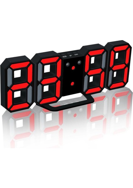 3D LED Gece Lambası Dijital Çalar Saat, Yatak Odası Için 8,4" Alarm Saati, %0-100 Dimmer, 12/24H, Ofis Yatak Odası Komidin Masası Için Erteleme (Siyah/kırmızı) (Yurt Dışından)