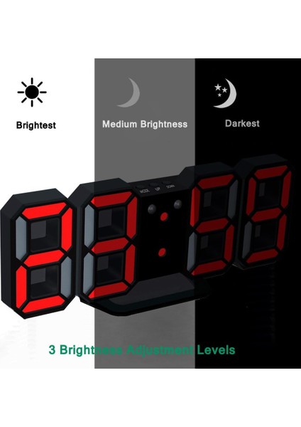 3D LED Gece Lambası Dijital Çalar Saat, Yatak Odası Için 8,4" Alarm Saati, %0-100 Dimmer, 12/24H, Ofis Yatak Odası Komidin Masası Için Erteleme (Siyah/kırmızı) (Yurt Dışından) fiyatları