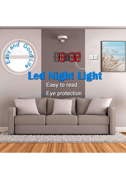3D LED Gece Lambası Dijital Çalar Saat, Yatak Odası Için 8,4" Alarm Saati, %0-100 Dimmer, 12/24H, Ofis Yatak Odası Komidin Masası Için Erteleme (Siyah/kırmızı) (Yurt Dışından) modelleri