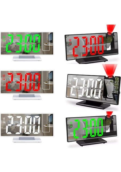 LED Ayna Dijital Projeksiyon Elektronik Çalar Saat Parlaklık Saat Yukarı Uyandırma Masaüstü Alarm Başucu Elektronik Saatler (Yurt Dışından) fırsatları