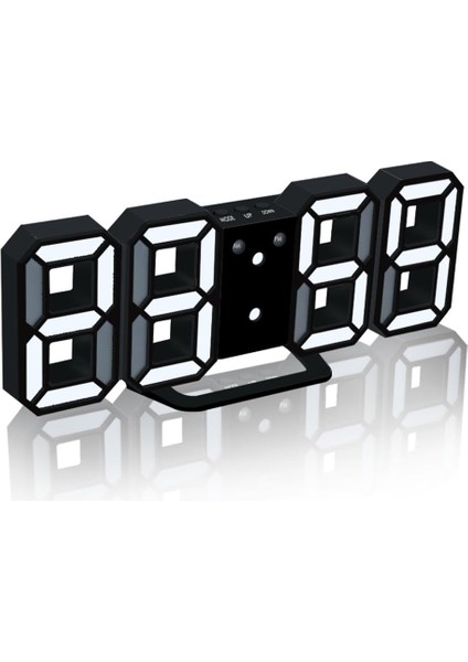 3D LED Gece Lambası Dijital Çalar Saat, Yatak Odası Için 8,4" Alarm Saati, %0-100 Dimmer, 12/24H, Ofis Yatak Odası Komidin Masası Için Erteleme (Siyah/beyaz) (Yurt Dışından)