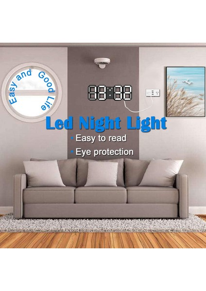 3D LED Gece Lambası Dijital Çalar Saat, Yatak Odası Için 8,4" Alarm Saati, %0-100 Dimmer, 12/24H, Ofis Yatak Odası Komidin Masası Için Erteleme (Siyah/beyaz) (Yurt Dışından)
