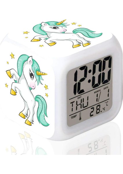 LED Çalar Saat Rüya Unicorn Desen Yaratıcı Masa Masa Saati Parlayan Elektronik Renkli Dijital Saat Unisex Yetişkinler Için Kız Erkek Çocuk Çocuk Oyuncak Doğum Günü Hediyesi Hediye (Yurt Dışından)