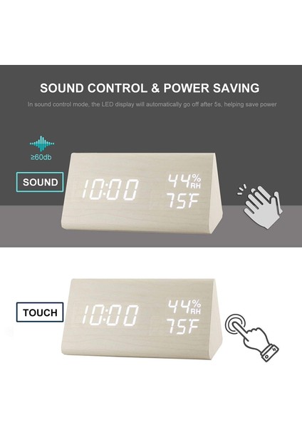 Dijital Çalar Saat, Ahşap Elektronik LED Zaman Göstergeli, 3 Alarm Ayarı, Nem ve Sıcaklık Algılama, Yatak Odası, Başucu, Masa, Beyaz Için Ahşap Yapımı Elektrikli Saatler (Yurt Dışından) modelleri