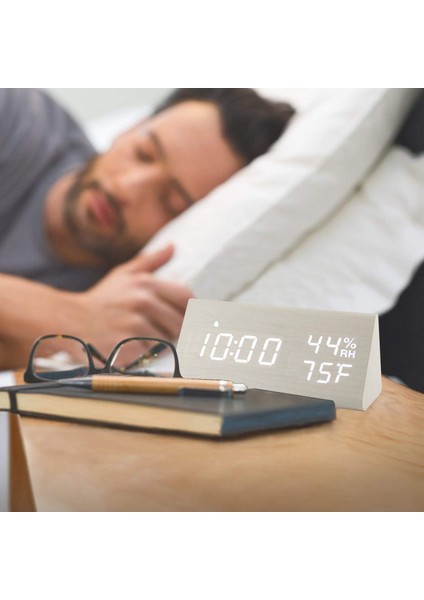 Dijital Çalar Saat, Ahşap Elektronik LED Zaman Göstergeli, 3 Alarm Ayarı, Nem ve Sıcaklık Algılama, Yatak Odası, Başucu, Masa, Beyaz Için Ahşap Yapımı Elektrikli Saatler (Yurt Dışından) fırsatları