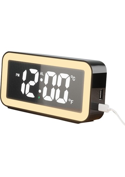 Gece Işıklı Yatak Odaları Için Dijital Çalar Saat %0-100 Ayarlanabilir Parlaklık Ayna Elektronik LED Dijital Saat Ağır Uyuyan Çocuklar Yaşlılar Için USB Şarj Bağlantı Noktalı 12/24 (Yurt Dışından)