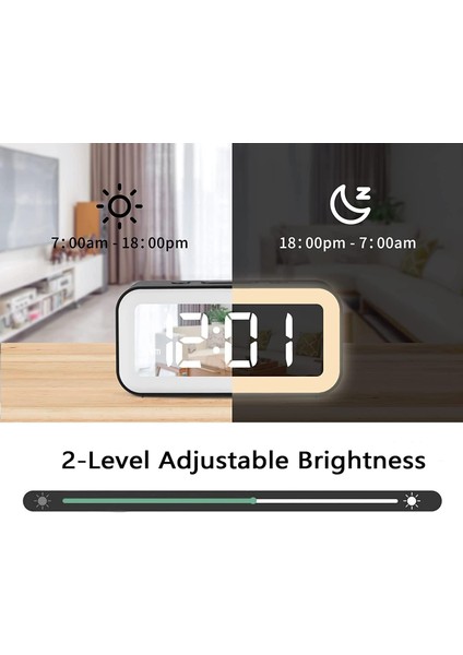 Gece Işıklı Yatak Odaları Için Dijital Çalar Saat %0-100 Ayarlanabilir Parlaklık Ayna Elektronik LED Dijital Saat Ağır Uyuyan Çocuklar Yaşlılar Için USB Şarj Bağlantı Noktalı 12/24 (Yurt Dışından)