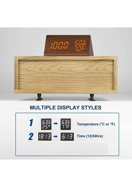 Dijital Çalar Saat, Ahşap Elektronik LED Zaman Göstergeli, 3 Alarm Ayarı, Nem ve Sıcaklık Algılama, Yatak Odası Için Ahşap Yapımı Elektrikli Saatler, Başucu (Kahverengi) (Yurt Dışından) modelleri