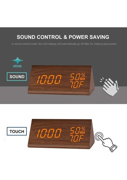 Dijital Çalar Saat, Ahşap Elektronik LED Zaman Göstergeli, 3 Alarm Ayarı, Nem ve Sıcaklık Algılama, Yatak Odası Için Ahşap Yapımı Elektrikli Saatler, Başucu (Kahverengi) (Yurt Dışından) fırsatları