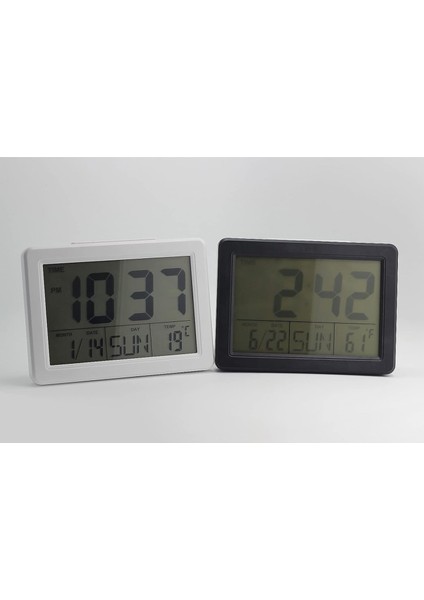 Elektronik Sürekli Takvim, Dijital Sıcaklık Göstergesi Elektronik Saat, Geniş Ekran Ses Kontrollü Saat LED Dijital Saat, Elektronik Çalar Saat (Renk : Siyah) (Yurt Dışından)