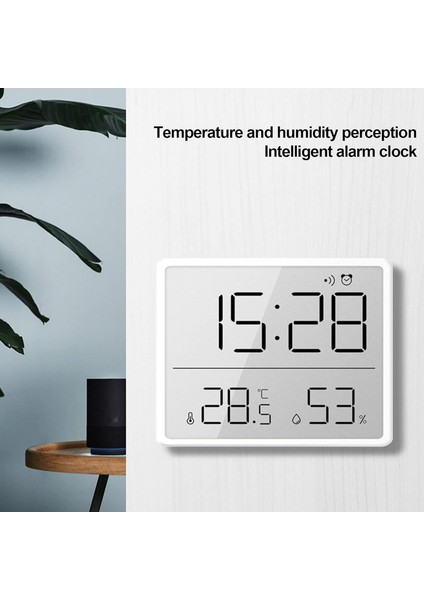 Sıcaklık ve Nem Için Çalar Saat, Büyük Ekran 12/24H LCD Zaman Göstergesi Taşınabilir Erteleme Ev Ofis Için Elektronik Tarih ve Gün Çalar Saat Beyaz (Yurt Dışından)