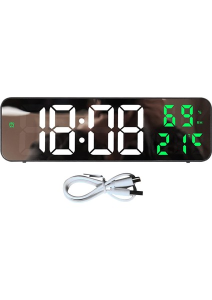 Takım Büyük Ekran Alarmlı Saatler LED Elektronik Saat Sessiz 12/24 Saat Dönüşüm Oturma Odası Duvar Ev Mutfak Dekoru Yeşil (Yurt Dışından)