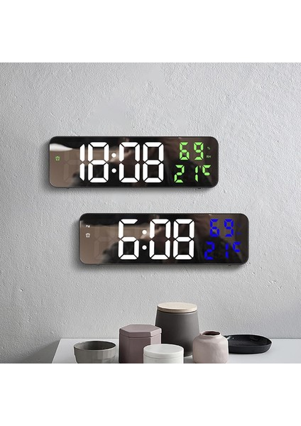 Takım Büyük Ekran Alarmlı Saatler LED Elektronik Saat Sessiz 12/24 Saat Dönüşüm Oturma Odası Duvar Ev Mutfak Dekoru Yeşil (Yurt Dışından) fiyatları