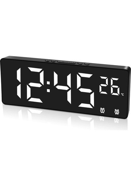 Yatak Odası Için Dijital Çalar Saat, Sıcaklık Göstergeli Ayna Yüzey LED Elektronik Saatler, 5 Seviye Parlaklık, 2 Alarm Ayarı, Erteleme Modeli, Ses Kontrolü, 12/24 Saat Ekran, Alar (Yurt Dışından)