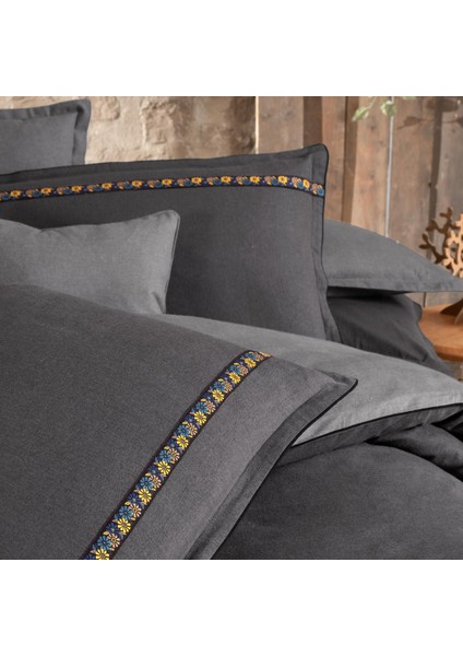 Enrike Gri Çift Kişilik Pamuk Flanel (Pazen) Nevresim Takımı modelleri