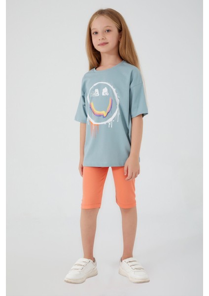 Happy Smile Yeşil Kız Çocuk Bermuda Takım