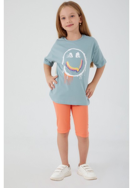 Happy Smile Yeşil Kız Çocuk Bermuda Takım