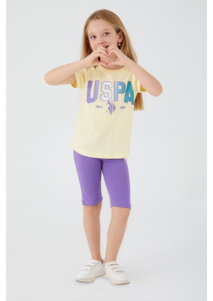 Shapeless Writing Açık Sarı Kız Çocuk Bermuda Takım modelleri