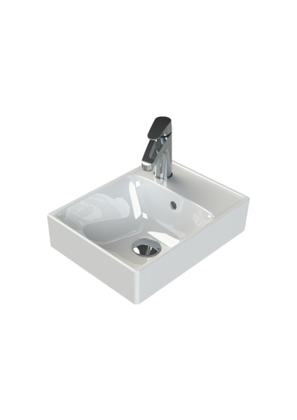 Turkuaz Seramik Sharp 40X30 cm Etajerli Lavabo