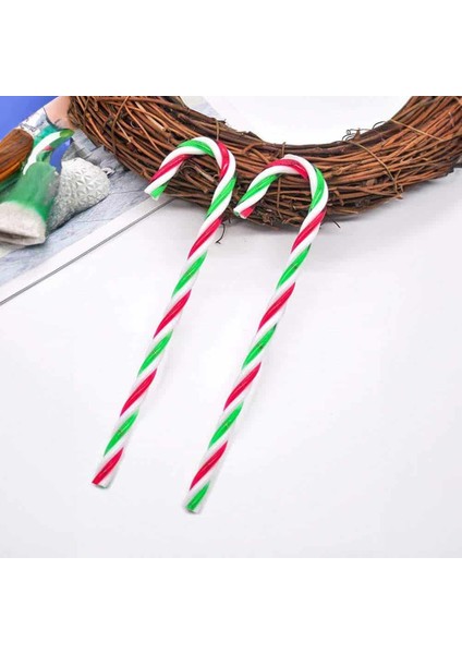 Baston Şeker Süs 27CM (2 Adet) - Yeşil Kırmızı Beyaz