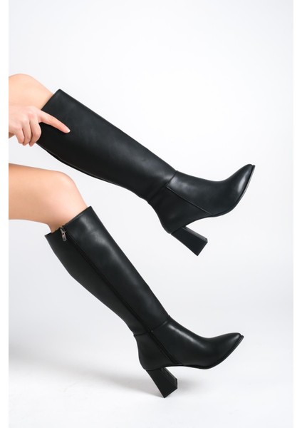 Kalibri Siyah Mat Kalın Topuklu Klasik Çizme fiyatları