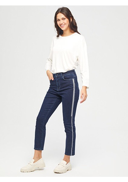Yanı Şerit Detaylı Slım Fit Jean Pantolon 67351