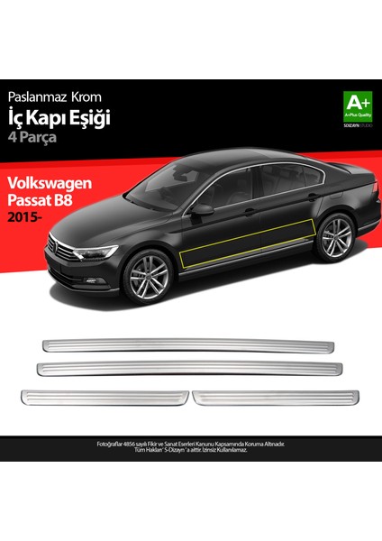 VW Passat B8 Krom İç Kapı Eşiği 4 Parça 2015 Üzeri S-Dizayn