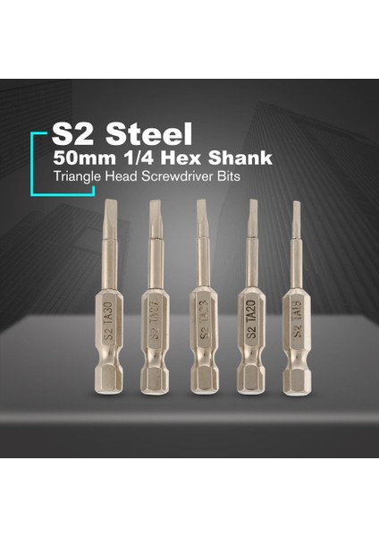 5 Parça S2 Çelik 50MM 1/4 Hex Shank Manyetik Üçgen Başlı Tornavida Uçları - Gümüş (Yurt Dışından)