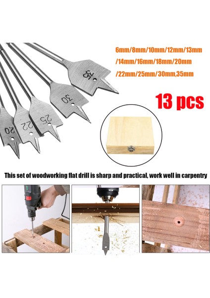 Fonksiyonel 13 Adet Düz Maça Matkap Uçları Setbit Kiti Hex Shank Ağaç Işleme Aleti (Yurt Dışından) fiyatları