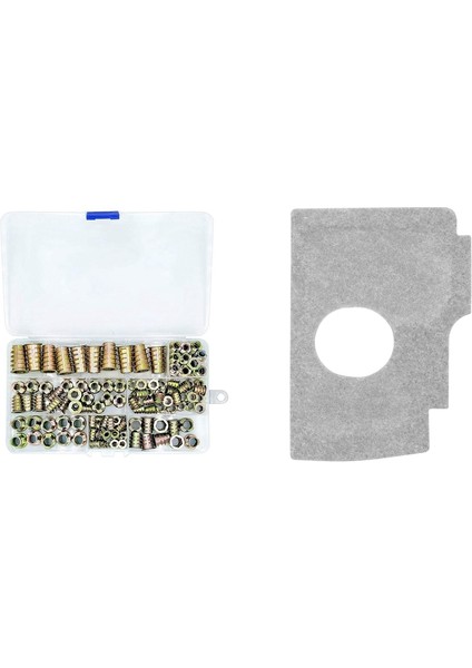 120 Adet Metrik Dişli Ekleme Somunu Tipi Alet Kiti (M4/ M5/ M6/ M8/ M10) ve 1 Takım Hava Filtresi Temizleyici Köpük Kiti (Yurt Dışından)