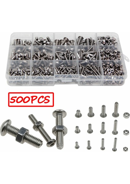 500 Adet M2/m3/m4 Paslanmaz Çelik Altıgen Soket Cıvata ve Somun Seti Bağlantı Elemanı Donanım Altıgen Başlı Başlık Vidası Düz Yıkama Seti Aracı Saklama Kutusu ile (Yurt Dışından) fiyatları