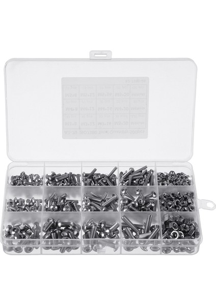 500 Adet M2/m3/m4 Paslanmaz Çelik Altıgen Soket Cıvata ve Somun Seti Bağlantı Elemanı Donanım Altıgen Başlı Başlık Vidası Düz Yıkama Seti Aracı Saklama Kutusu ile (Yurt Dışından) modelleri