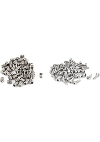 60 Adet M2 x 4mm Phillips Yuvarlak Başlı Vidalar Cıvata ile 50 Adet M2.5 x 3mm Hex Lokma Seti Grub Vidalar Başsız Fincan Noktası (Yurt Dışından)