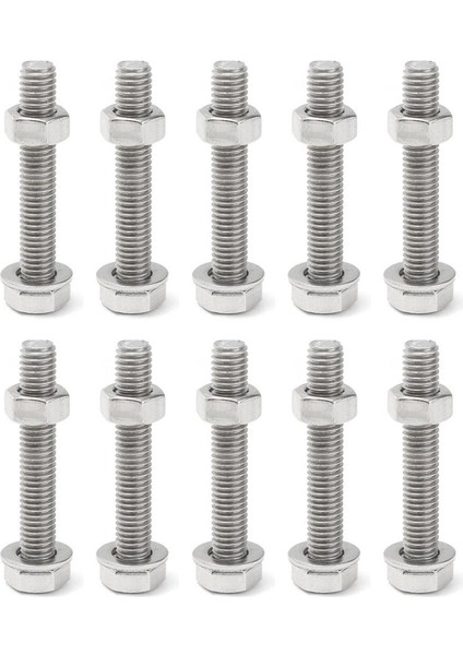 10 Adet M8 * 60MM Paslanmaz Çelik Altıgen Aletler Dıy Vidalar Altıgen Somun ile Kalın Pullar Seti (Yurt Dışından)