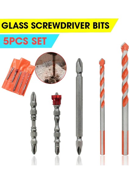 5 Adet Seramik Karo Araçları Dıy Cam Manyetik Halka Çapraz Matkap Ucu Seti Çok Fonksiyonlu Kesici (Yurt Dışından)