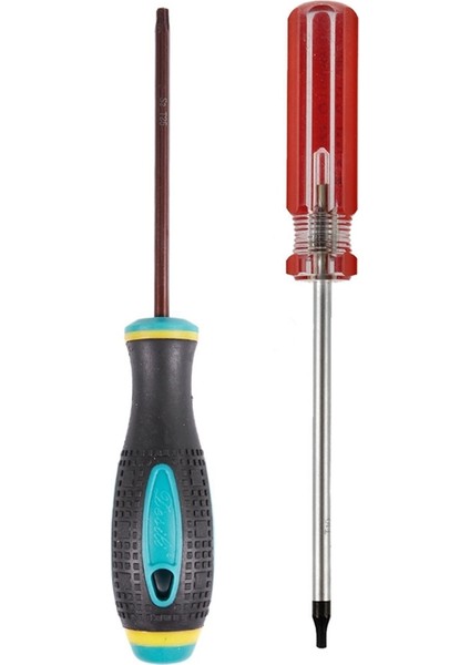 1 Adet T10 3mm Manyetik Uçlu Plastik Kavrama Torx Güvenlik Tornavida Şeffaf Kırmızı ve 1 Adet Kaymaz Saplı Kavrama 100MM Uzun T25 Torx Noktalı Manyetik Uçlu Tornavida (Yurt Dışından)