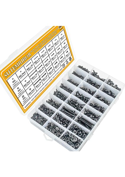 Fonksiyonel 1200 Adet M2 M3 M4 Çelik Kafa Soket Altıgen Set Kapak Vidası Cıvata Somun Çeşitli Kutu (Yurt Dışından) indirimleri
