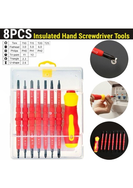8 Adet Elektronik Yalıtımlı El Tornavida Araçları Aksesuar Araçları Dıy Seti Manyetik Ipuçları Dıy (Yurt Dışından) fiyatları