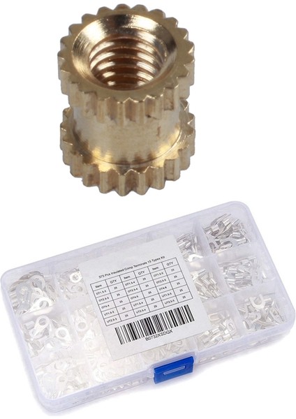 395 Adet Parça: 20 Adet M3 Iç Dişli Tırtıllı Gömülü Somunlar ve 375 Adet Yalıtımsız Halka Çatal U Tipi Terminaller (Yurt Dışından)