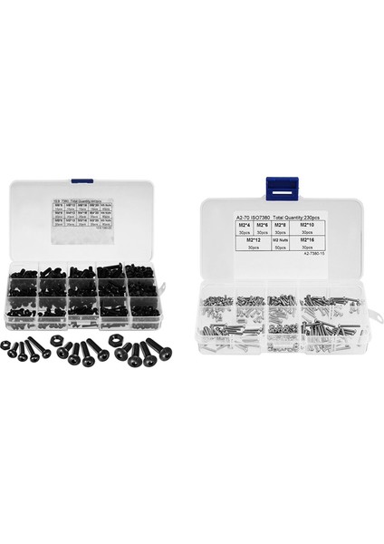 2 Takım Altıgen Soket Düğme Başlığı Cıvata Vidaları Somun Seti, M3 M4 M5 ve M2 (Yurt Dışından)