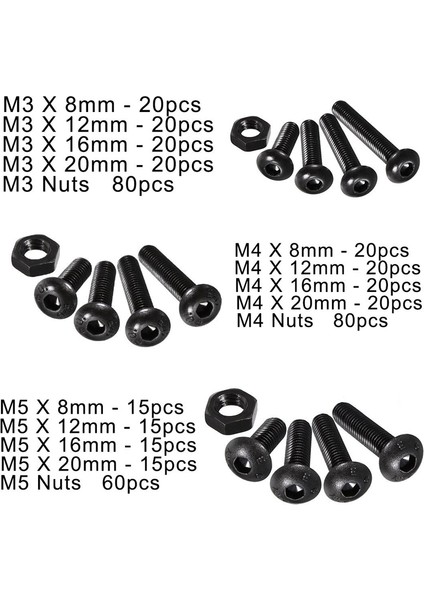 2 Takım Altıgen Soket Düğme Başlığı Cıvata Vidaları Somun Seti, M3 M4 M5 ve M2 (Yurt Dışından) fırsatları