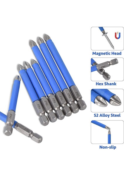 20 Adet Manyetik Ph2 Tornavida Uçları Seti Kaymaz Çapraz Kafa Elektrikli Tornavida Uçları Seti 1/4 Inç Hex Shank 90MM 65MM (Yurt Dışından) modelleri
