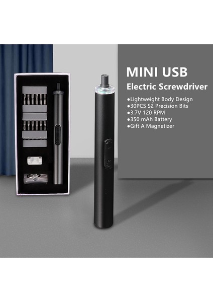 Çok Fonksiyonlu Elektrikli Tornavida 30 Adet Tornavida Uçları Dizüstü Telefon Için Taşınabilir USB Manyetik Tornavida Seti (Yurt Dışından)