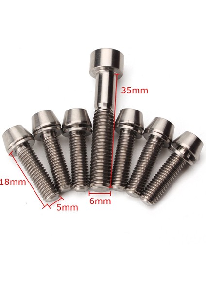 Fonksiyonel 7 Adet Ti Titanyum Cıvata Vida Kiti M5X18MM M6X35MM Kulaklık Kapağı Kök Için Konik Set (Yurt Dışından) modelleri