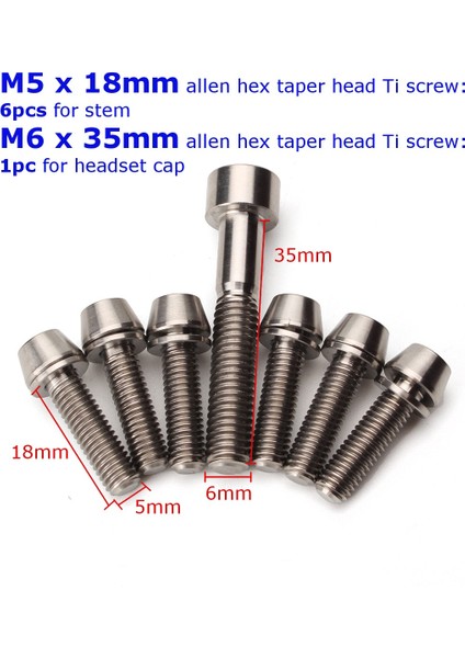 Araçlar 7 Adet Ti Titanyum Cıvata Vida Kiti M5X18MM M6X35MM Kulaklık Kapağı Kök Için Konik Set (Yurt Dışından) fiyatları