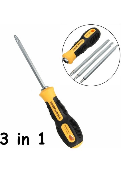 3 Araç Dıy In 1 Kayma Direnci Çift Amaçlı Tornavida Düz ve Çapraz Tornavida (Yurt Dışından) modelleri