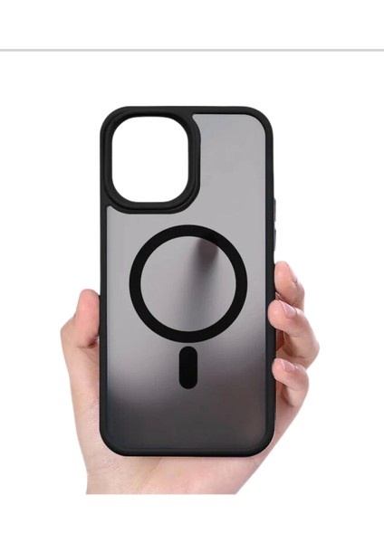 BufaloGlass iPhone 14 Pro Max MagSafe Uyumlu Premium Magnific Dark Black Case/ MagSafe Premium Siyah Kılıf