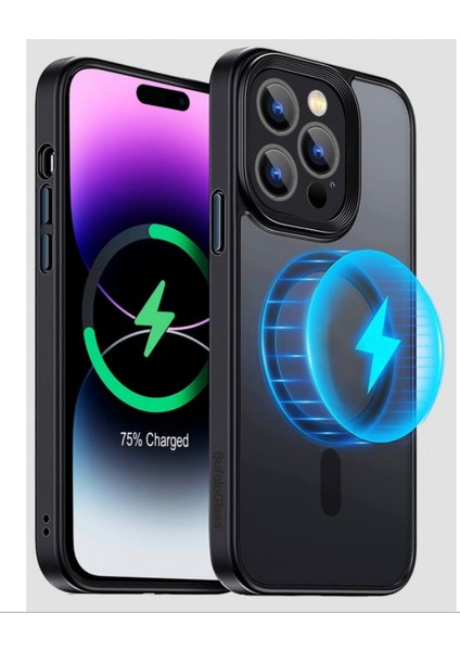 BufaloGlass iPhone 14 Pro Max MagSafe Uyumlu Premium Magnific Dark Black Case/ MagSafe Premium Siyah Kılıf modelleri