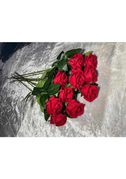 Yapay Kadife Gül 10 Adet Kırmızı 50 cm modelleri